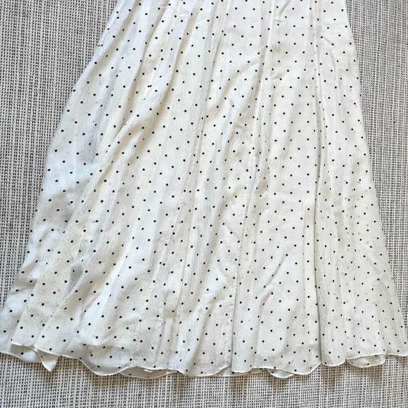 Rebecca Taylor Ivory Black Polka Dot 100% Silk A-line Midi Dress - Picture 7 of 8